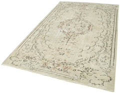Vintage Bej Eskitme Pamuk Yün El Dokuma Halısı 157x256 Agacan