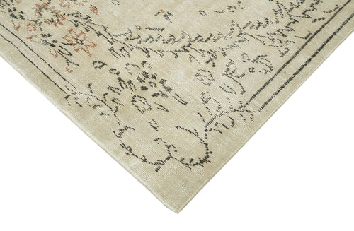 Vintage Bej Eskitme Pamuk Yün El Dokuma Halısı 157x256 Agacan