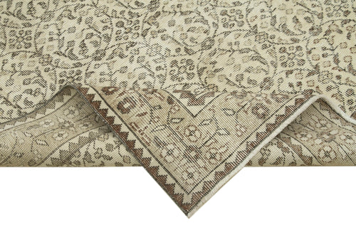 Vintage Bej Eskitme Pamuk Yün El Dokuma Halısı 171x285 Agacan