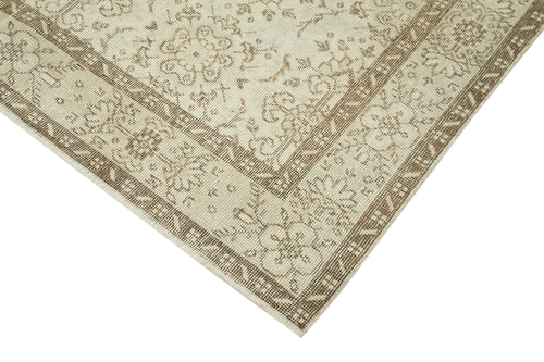 Vintage Bej Eskitme Pamuk Yün El Dokuma Halısı 170x276 Agacan