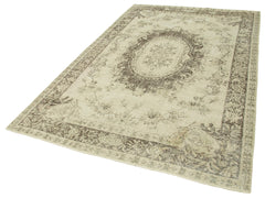 Vintage Bej Eskitme Pamuk Yün El Dokuma Halısı 175x272 Agacan