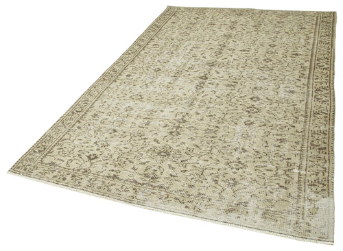 Vintage Bej Eskitme Pamuk Yün El Dokuma Halısı 170x256 Agacan