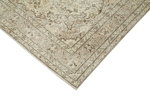 Vintage Bej Eskitme Pamuk Yün El Dokuma Halısı 165x267 Agacan
