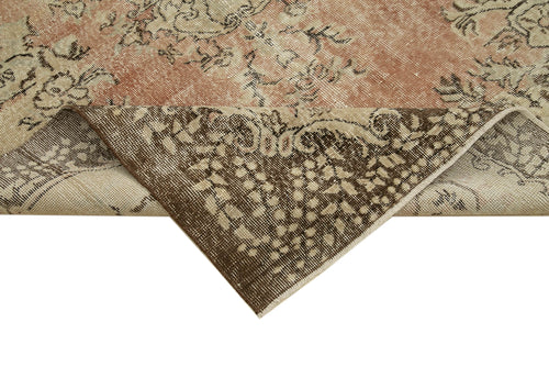Vintage Bej Eskitme Pamuk Yün El Dokuma Halısı 173x264 Agacan
