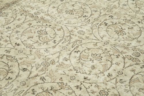 Vintage Bej Eskitme Pamuk Yün El Dokuma Halısı 190x297 Agacan