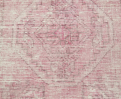Overdyed Vintage Pembe Eskitme Pamuk Yün El Dokuma Halısı 48x79 Agacan