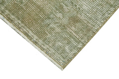 Overdyed Vintage Yeşil Eskitme Pamuk Yün El Dokuma Halısı 44x83 Agacan