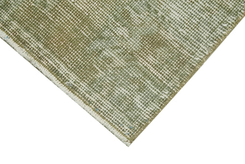 Overdyed Vintage Yeşil Eskitme Pamuk Yün El Dokuma Halısı 44x83 Agacan