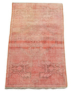 Overdyed Vintage Kırmızı Eskitme Pamuk Yün El Dokuma Halısı 46x95 Agacan