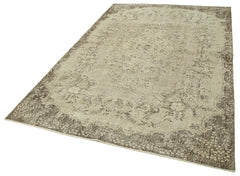 Vintage Bej Eskitme Pamuk Yün El Dokuma Halısı 173x275 Agacan