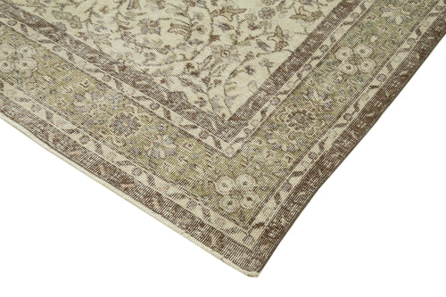 Vintage Bej Eskitme Pamuk Yün El Dokuma Halısı 180x310 Agacan