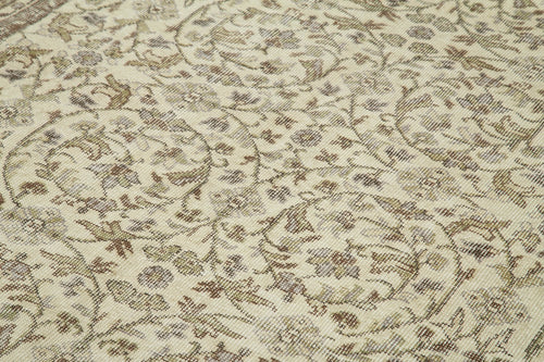 Vintage Bej Eskitme Pamuk Yün El Dokuma Halısı 180x310 Agacan