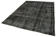 Overdyed Vintage Siyah Eskitme Pamuk Yün El Dokuma Halısı 201x273 Agacan