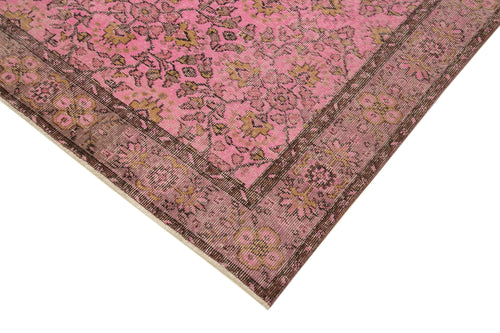 Overdyed Vintage Pembe Eskitme Pamuk Yün El Dokuma Halısı 152x260 Agacan