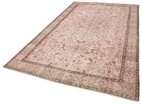 Overdyed Vintage Pembe Eskitme Pamuk Yün El Dokuma Halısı 181x310 Agacan