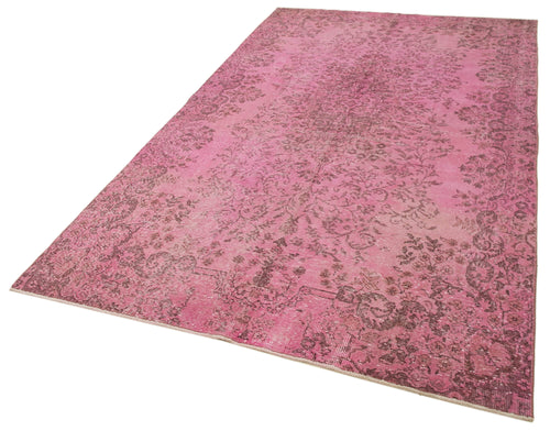 Overdyed Vintage Pembe Eskitme Pamuk Yün El Dokuma Halısı 162x294 Agacan