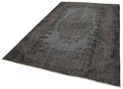 Overdyed Vintage Siyah Eskitme Pamuk Yün El Dokuma Halısı 188x316 Agacan
