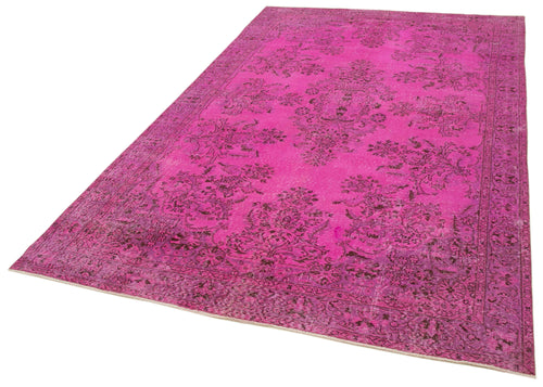 Overdyed Vintage Pembe Eskitme Pamuk Yün El Dokuma Halısı 176x295 Agacan