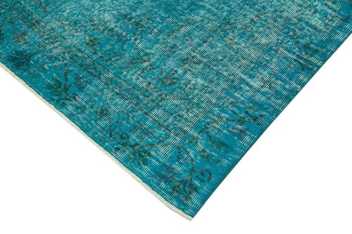 Overdyed Vintage Turkuaz Eskitme Pamuk Yün El Dokuma Halısı 147x240 Agacan