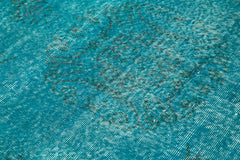 Overdyed Vintage Turkuaz Eskitme Pamuk Yün El Dokuma Halısı 147x240 Agacan