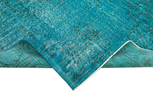 Overdyed Vintage Turkuaz Eskitme Pamuk Yün El Dokuma Halısı 147x240 Agacan