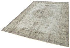 Overdyed Vintage Gri Eskitme Pamuk Yün El Dokuma Halısı 195x287 Agacan