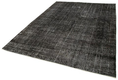 Overdyed Vintage Siyah Eskitme Pamuk Yün El Dokuma Halısı 200x279 Agacan