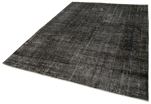 Overdyed Vintage Siyah Eskitme Pamuk Yün El Dokuma Halısı 200x279 Agacan