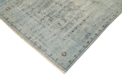 Overdyed Vintage Mavi Eskitme Pamuk Yün El Dokuma Halısı 182x296 Agacan