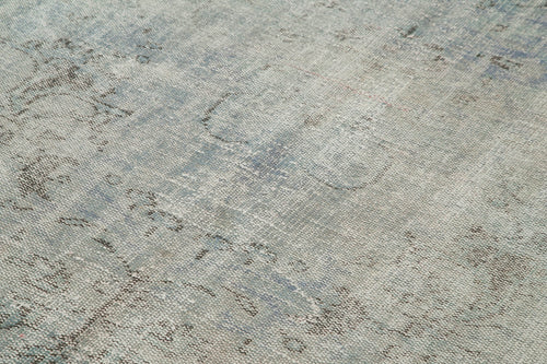 Overdyed Vintage Mavi Eskitme Pamuk Yün El Dokuma Halısı 182x296 Agacan