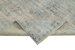 Overdyed Vintage Mavi Eskitme Pamuk Yün El Dokuma Halısı 182x296 Agacan