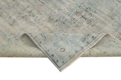 Overdyed Vintage Mavi Eskitme Pamuk Yün El Dokuma Halısı 182x296 Agacan