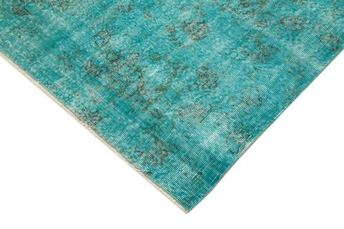 Overdyed Vintage Turkuaz Eskitme Pamuk Yün El Dokuma Halısı 150x233 Agacan