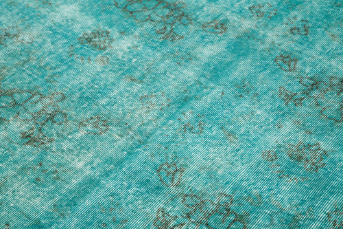 Overdyed Vintage Turkuaz Eskitme Pamuk Yün El Dokuma Halısı 150x233 Agacan