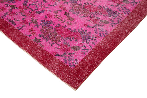 Overdyed Vintage Fuşya Eskitme Pamuk Yün El Dokuma Halısı 187x286 Agacan