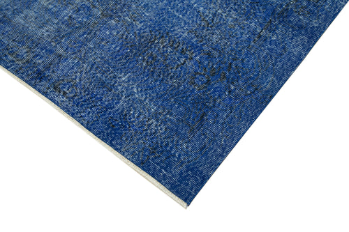 Overdyed Vintage Mavi Eskitme Pamuk Yün El Dokuma Halısı 144x243 Agacan