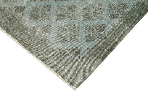 Overdyed Vintage Mavi Eskitme Pamuk Yün El Dokuma Halısı 206x307 Agacan