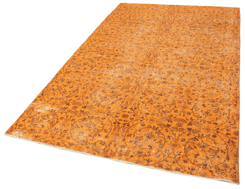 Overdyed Vintage Turuncu Eskitme Pamuk Yün El Dokuma Halısı 152x264 Agacan