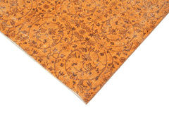 Overdyed Vintage Turuncu Eskitme Pamuk Yün El Dokuma Halısı 152x264 Agacan
