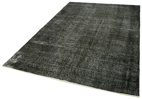 Overdyed Vintage Siyah Eskitme Pamuk Yün El Dokuma Halısı 169x255 Agacan