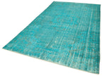 Overdyed Vintage Turkuaz Eskitme Pamuk Yün El Dokuma Halısı 177x296 Agacan