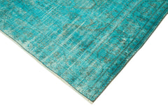 Overdyed Vintage Turkuaz Eskitme Pamuk Yün El Dokuma Halısı 177x296 Agacan