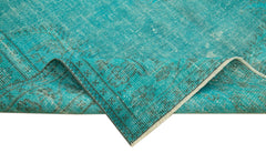 Overdyed Vintage Turkuaz Eskitme Pamuk Yün El Dokuma Halısı 177x296 Agacan