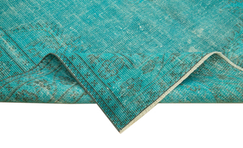 Overdyed Vintage Turkuaz Eskitme Pamuk Yün El Dokuma Halısı 177x296 Agacan