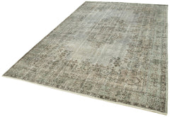 Overdyed Vintage Gri Eskitme Pamuk Yün El Dokuma Halısı 198x307 Agacan