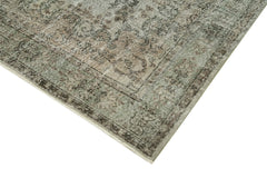 Overdyed Vintage Gri Eskitme Pamuk Yün El Dokuma Halısı 198x307 Agacan