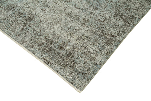 Overdyed Vintage Mavi Eskitme Pamuk Yün El Dokuma Halısı 201x292 Agacan