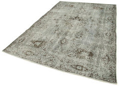 Overdyed Vintage Gri Eskitme Pamuk Yün El Dokuma Halısı 190x278 Agacan