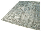 Overdyed Vintage Mavi Eskitme Pamuk Yün El Dokuma Halısı 164x246 Agacan
