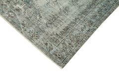 Overdyed Vintage Mavi Eskitme Pamuk Yün El Dokuma Halısı 164x246 Agacan